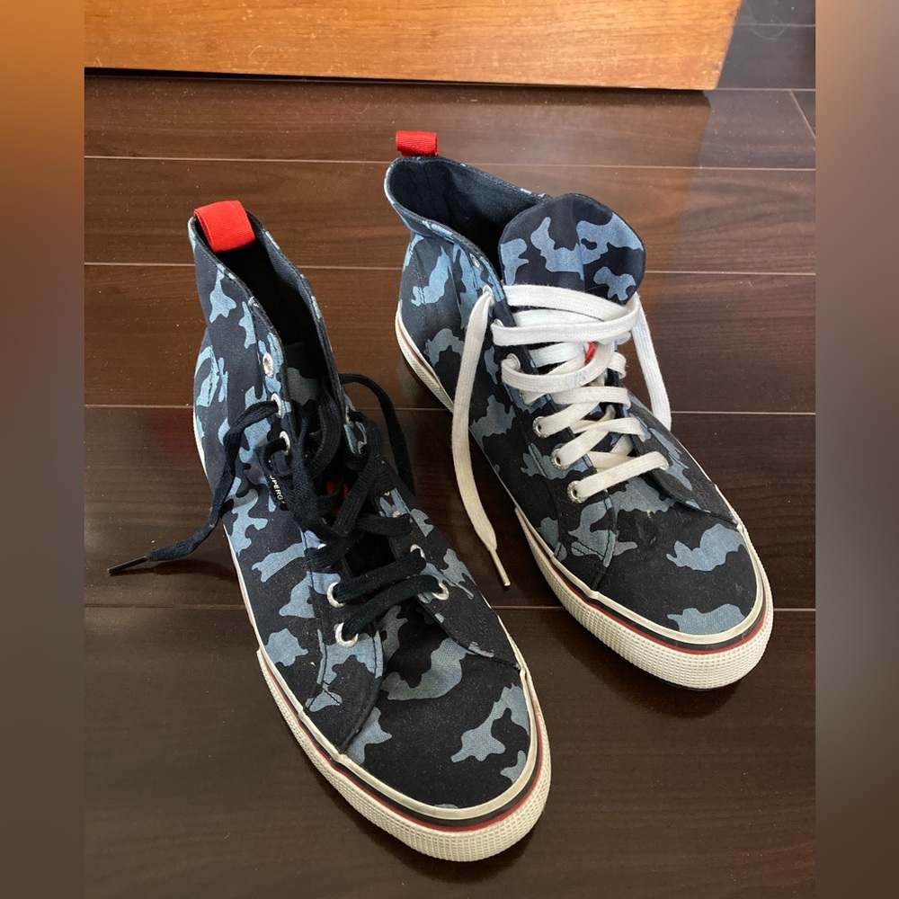 Superga animal print blue high top sneakers